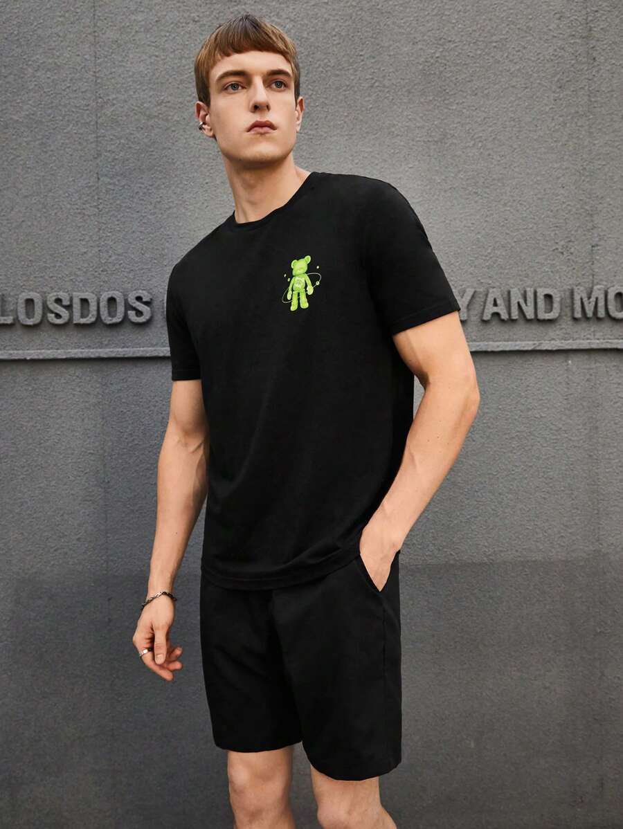 8337 2c-282 Shorts con camiseta con estampado de dibujos animados