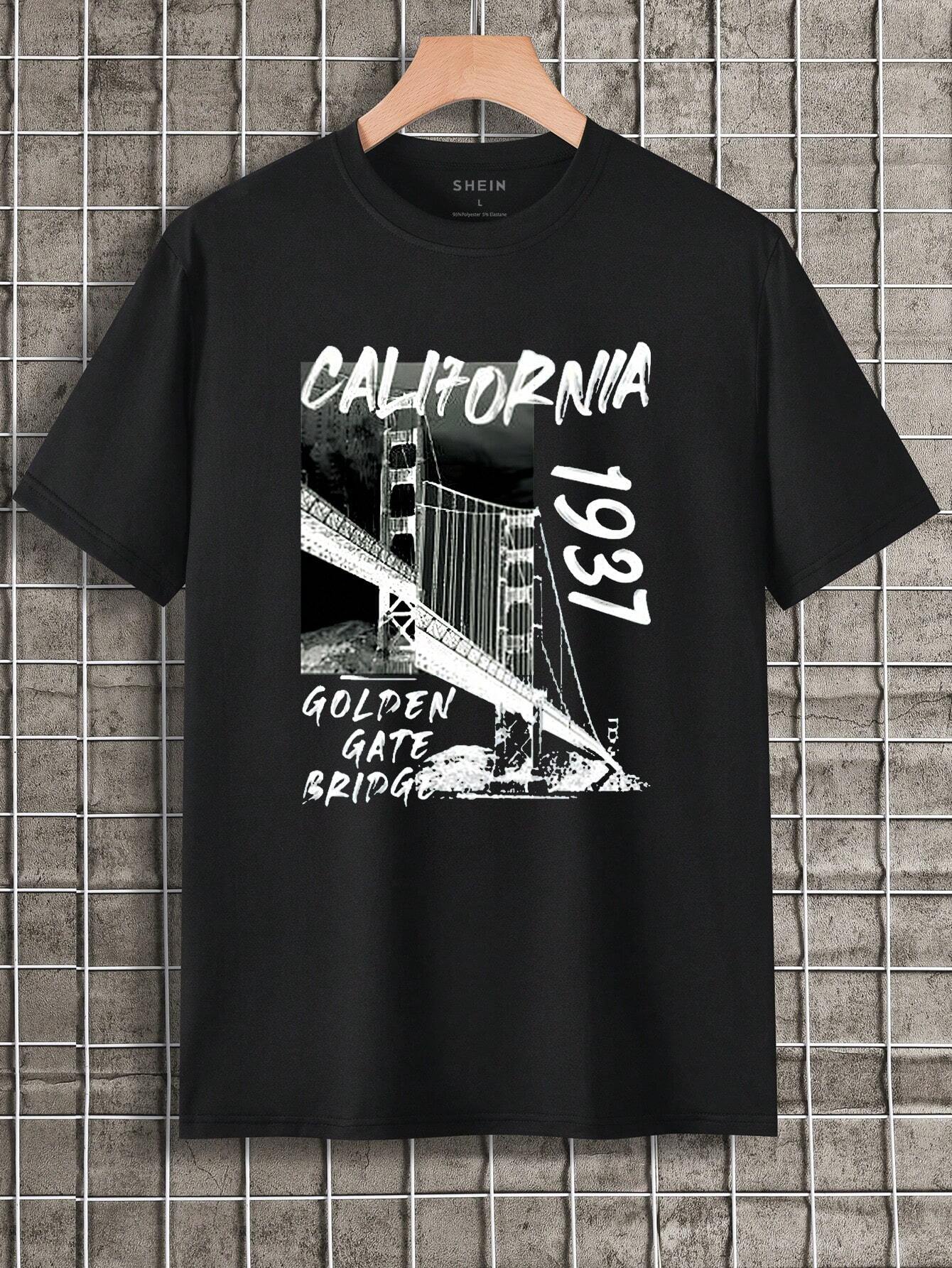 7810 1t-396 Camiseta puente & con estampado de letra