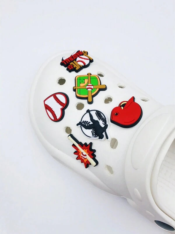 6999 b01-04 Set 6 Unids Conjunto De Accesorios De Zapatos De Pvc De Béisbol De Dibujos Animados