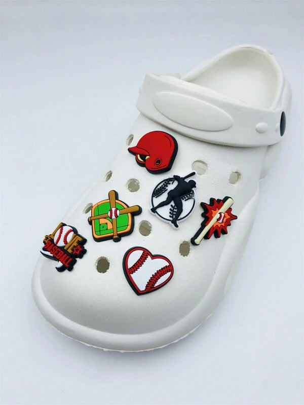6999 b01-04 Set 6 Unids Conjunto De Accesorios De Zapatos De Pvc De Béisbol De Dibujos Animados