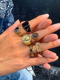 10318 1b-057 Set Seis Piezas De Anillos De Diseño De Cráneo Y Letra Con Estilo De Moda
