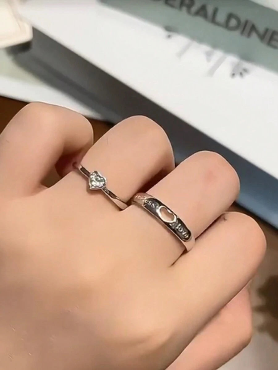 10774 1b-010 1 Par De Anillos De Pareja De Lujo Elegantes Ajustable