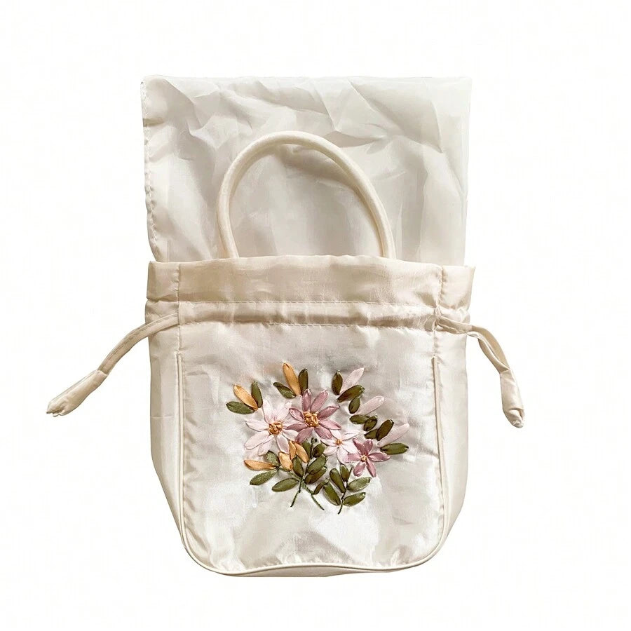 9979 c02-01 Bolsa de asas con decoración de bordado de Flores