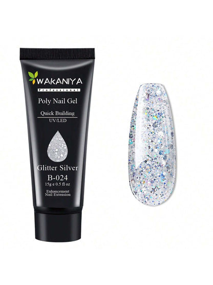 8572 1b-039 Gel Para Uñas Glitter De Colores Transparente