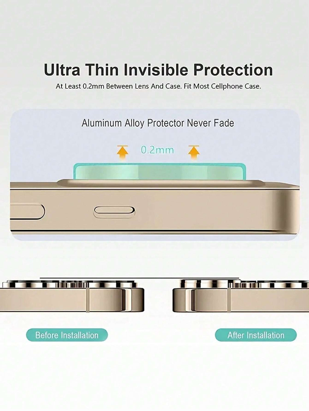 9181 2t-ProCa Protector De Lente De Cámara Con Brillo Cubierta