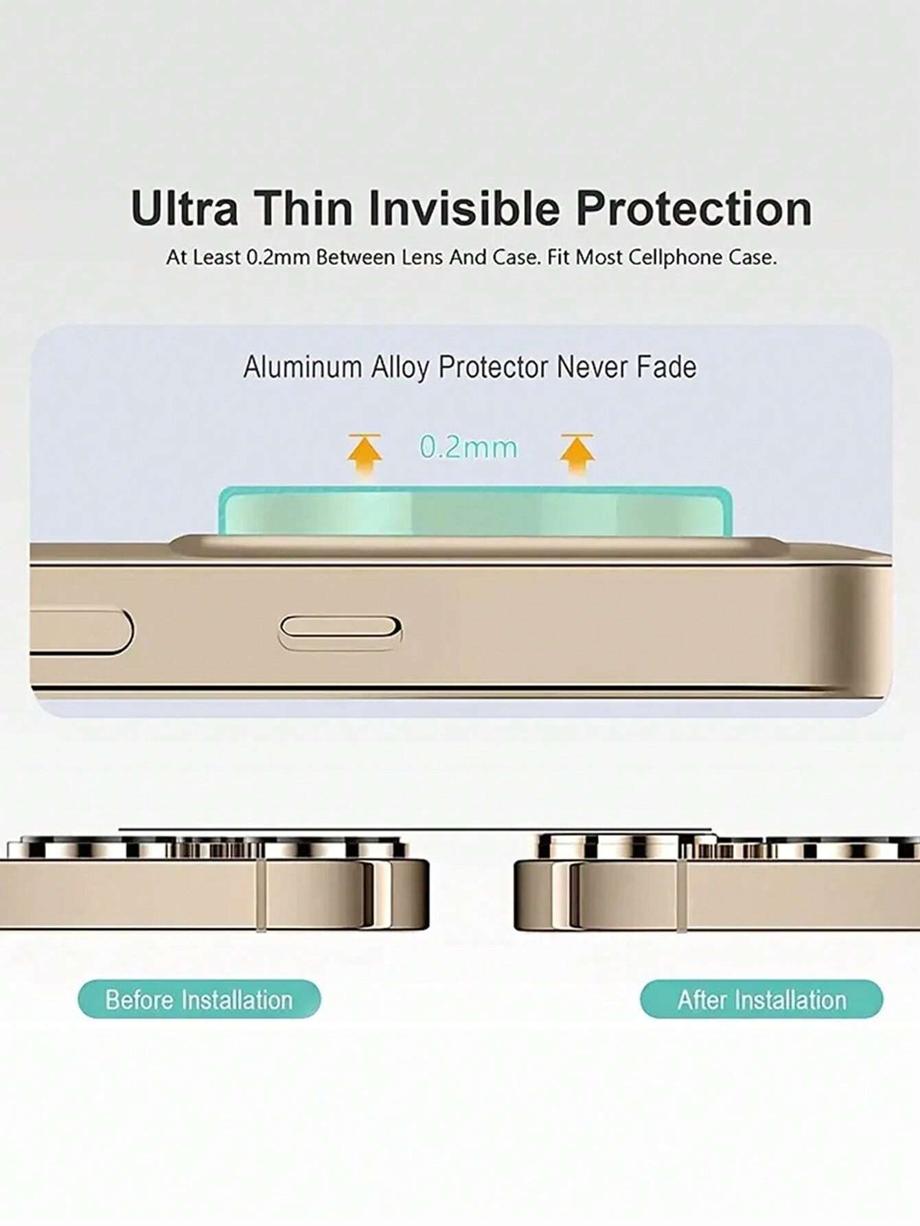 9181 2t-ProCa Protector De Lente De Cámara Con Brillo Cubierta