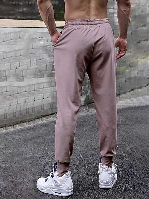 7857 1t-209 Pantalones deportivos con estampado de letra de cintura con cordón