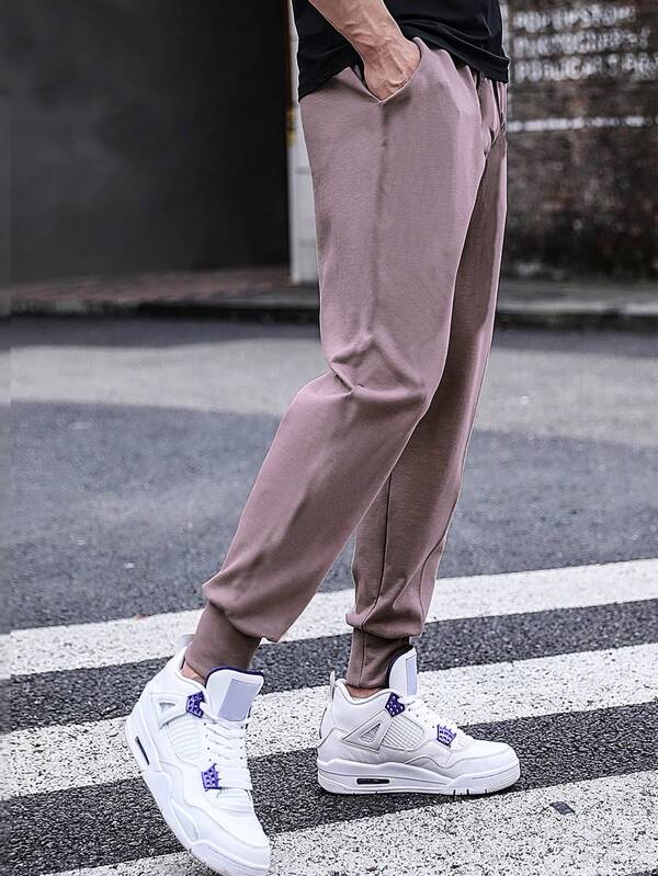 7857 1t-209 Pantalones deportivos con estampado de letra de cintura con cordón