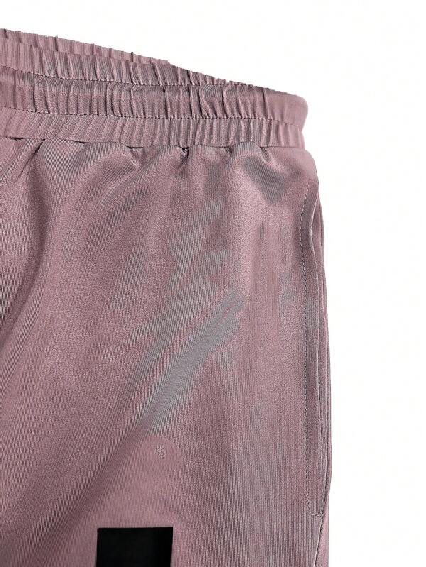 7857 1t-209 Pantalones deportivos con estampado de letra de cintura con cordón