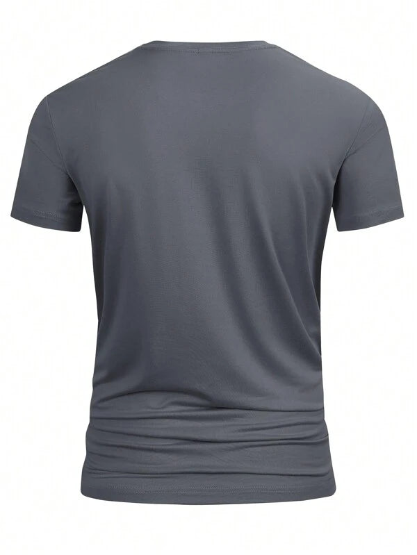 7812 a08-08 Camiseta Ajustada Con Estampado De Rosas Para Hombres
