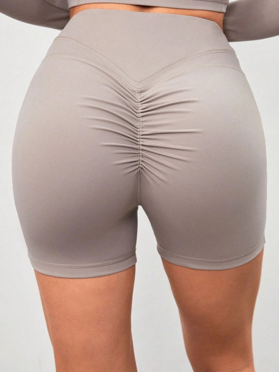 9321 1t-395 Shorts Deportivos Básicos Con Plisados En La Pierna