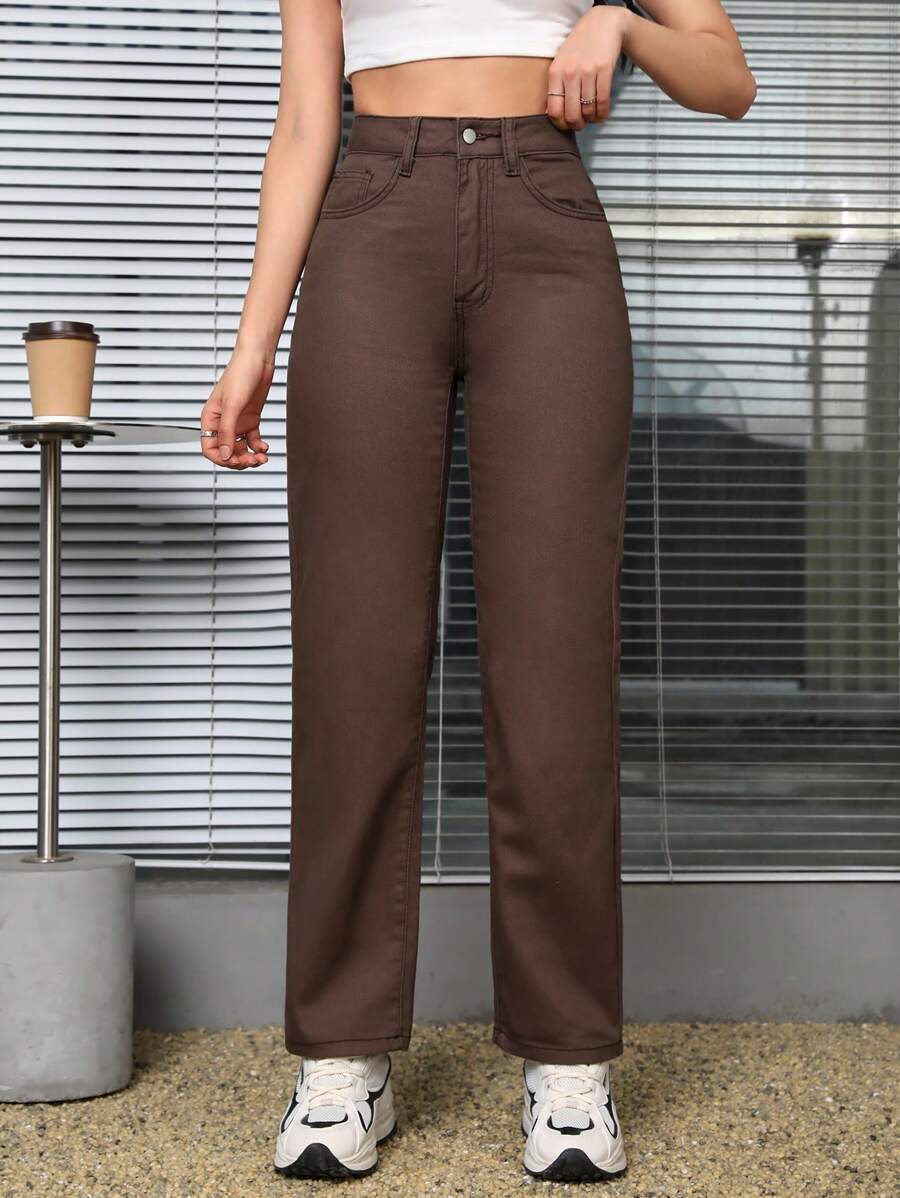 8083 1a-026 PETITE Jeans de pierna recta de talle alto