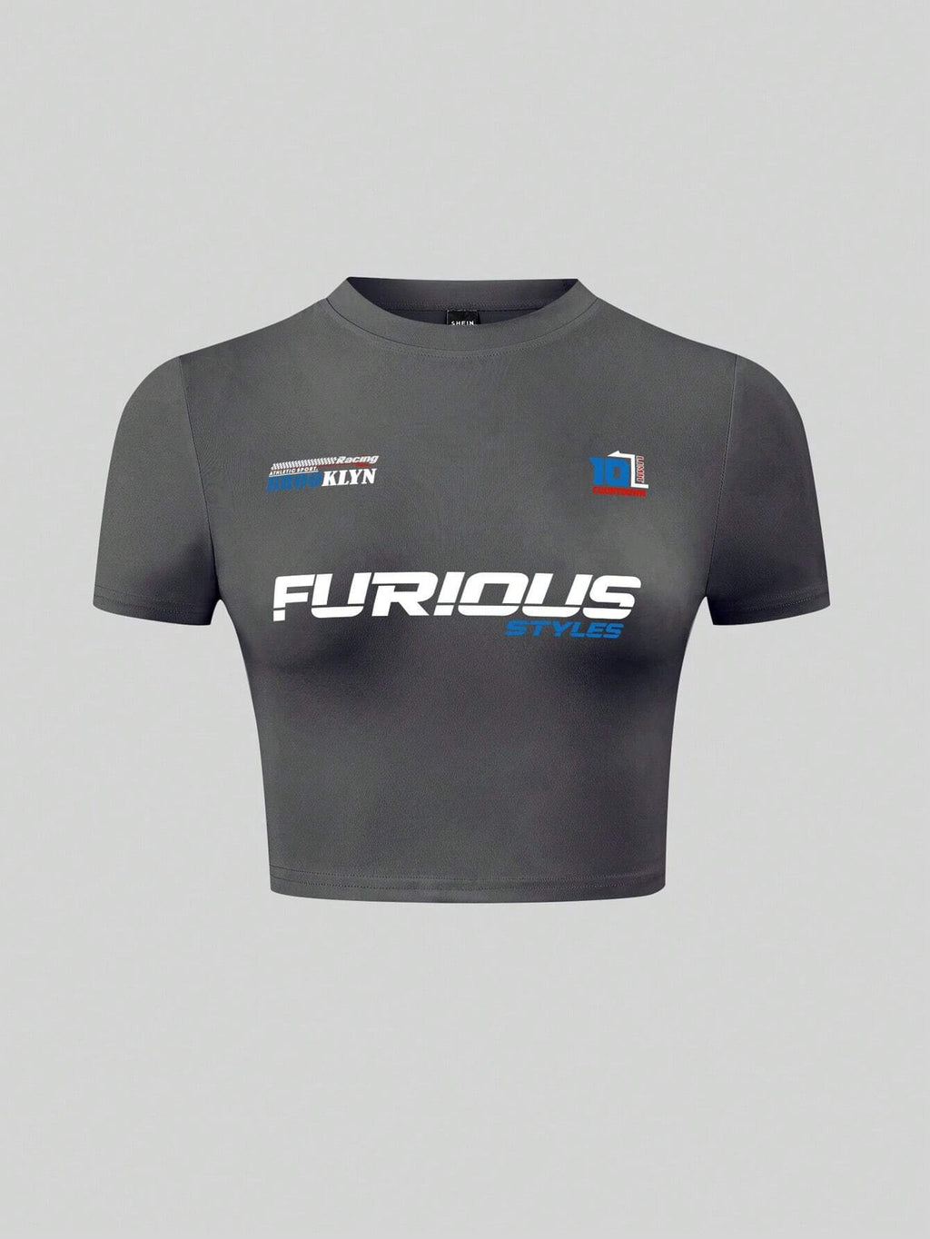 8174 1t-007 Camiseta De Manga Corta Con Letras Impresas Para Mujeres