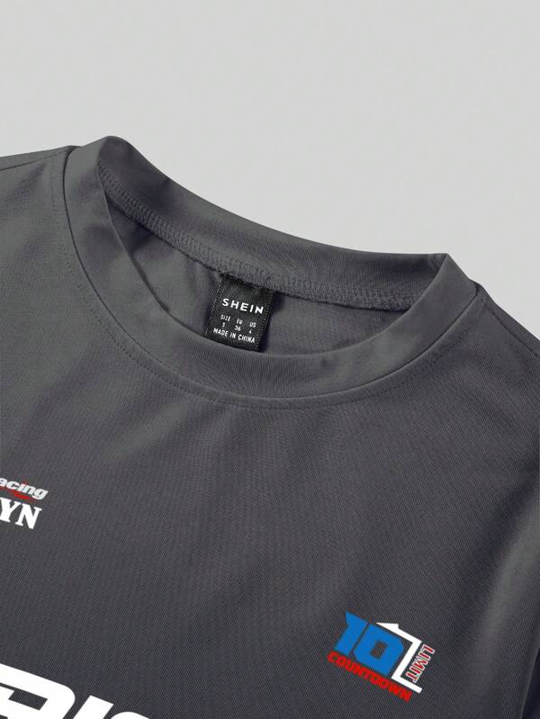 8174 1t-007 Camiseta De Manga Corta Con Letras Impresas Para Mujeres