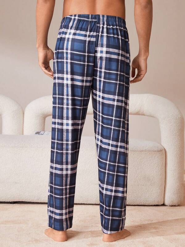 7591 1t-006 Hombres Pantalones de dormir con estampado de cuadros