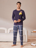 7591 1t-006 Hombres Pantalones de dormir con estampado de cuadros