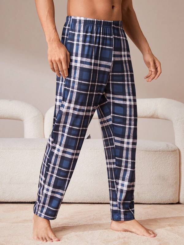 7591 1t-006 Hombres Pantalones de dormir con estampado de cuadros
