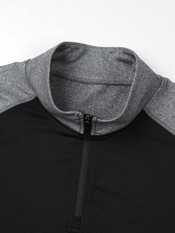 7556 1t-006 Hombres Cazadora deportiva de color combinado con cremallera cuarta