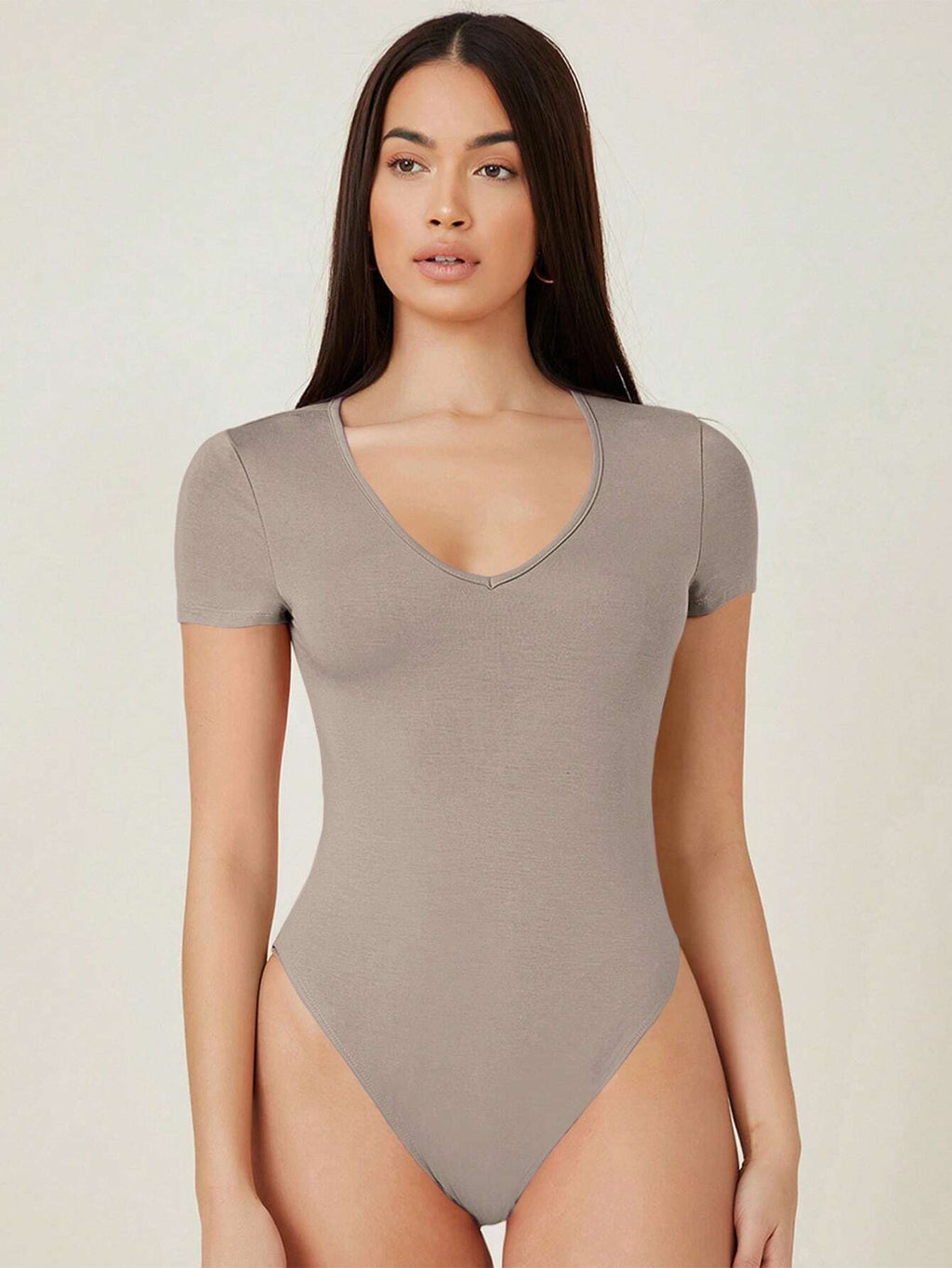 8350 1t-007 Body estilo camiseta unicolor de cuello V