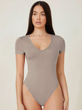 8350 1t-007 Body estilo camiseta unicolor de cuello V