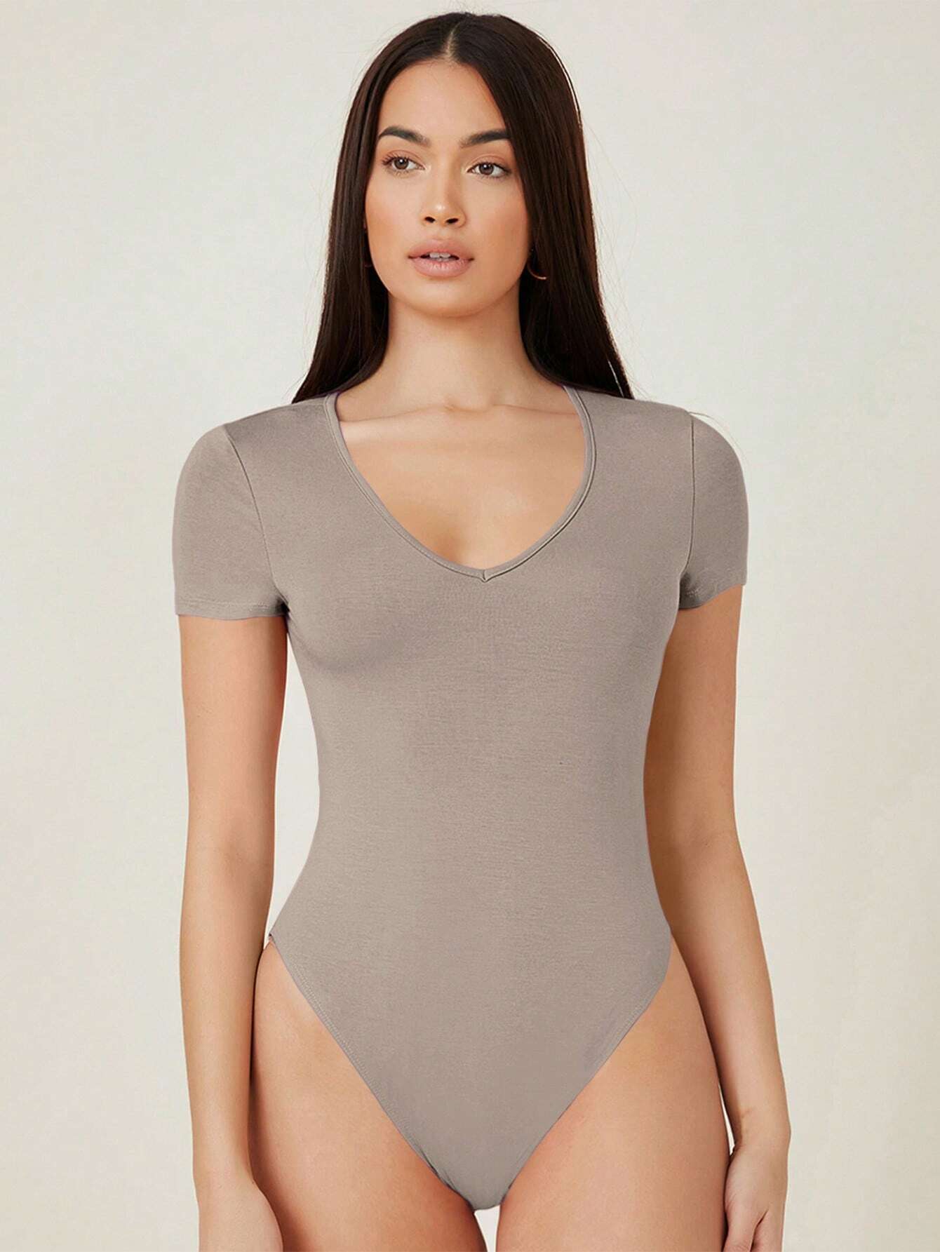 8350 1t-007 Body estilo camiseta unicolor de cuello V