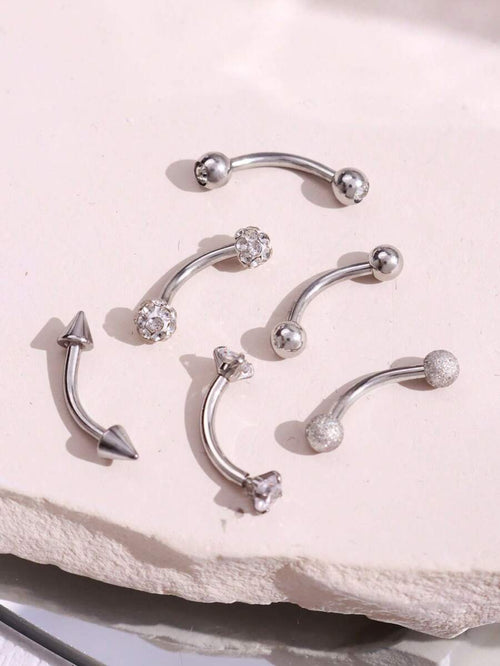 10014 1b-076 Seis Piezas De piercing De Ceja Con Bola De Acero Inoxidable De Tamaño Mixto