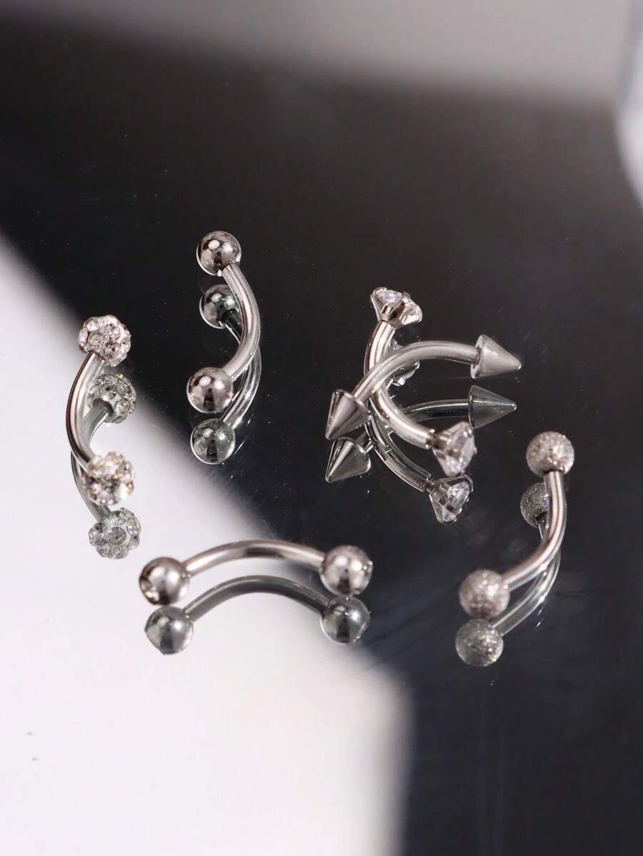 10014 1b-076 Seis Piezas De piercing De Ceja Con Bola De Acero Inoxidable De Tamaño Mixto