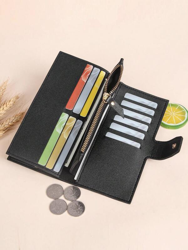 7616  a03-05 Cartera Larga De Moda De Cuero Pu Suave Con Múltiples Ranuras Para Tarjetas