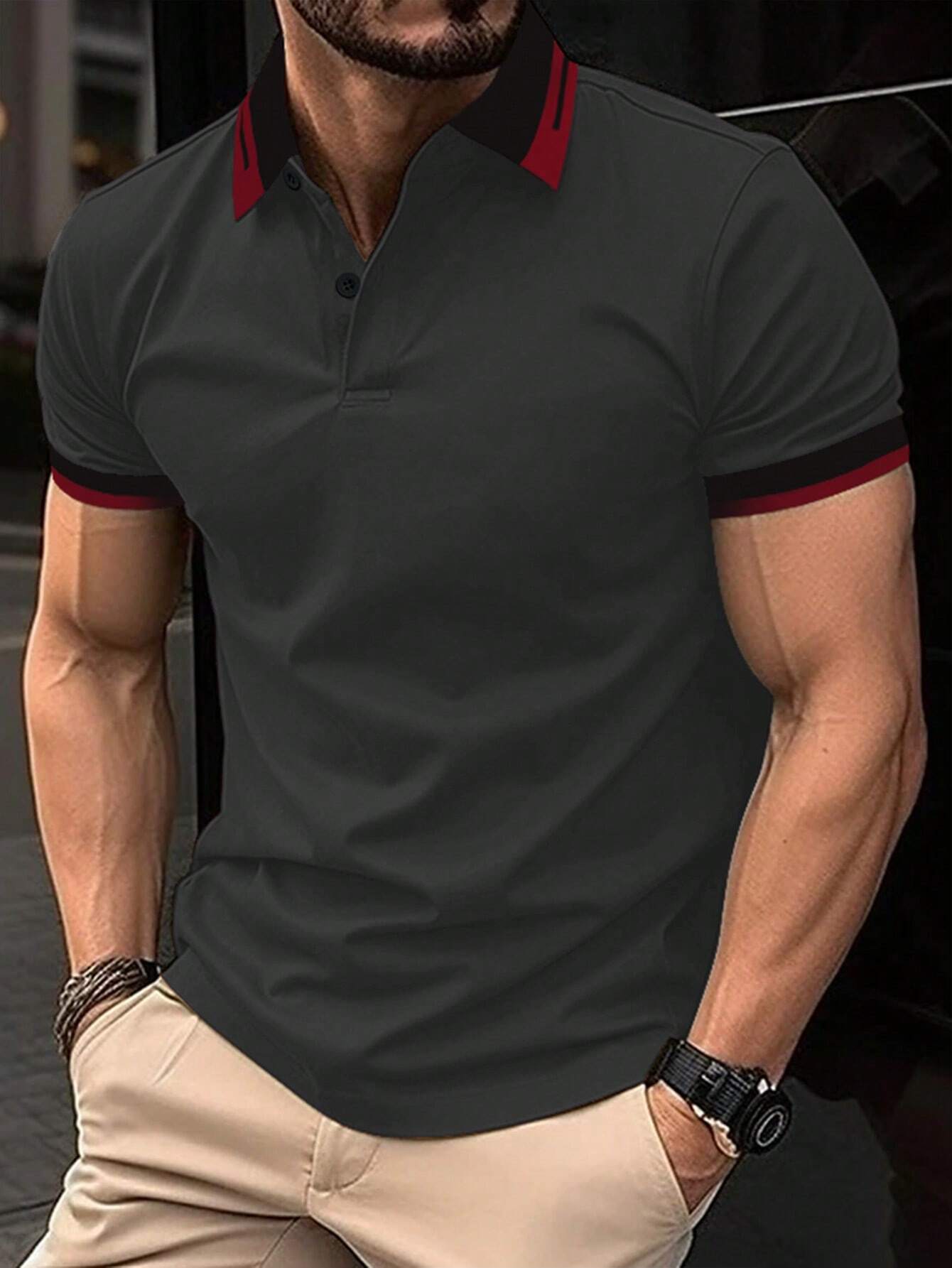 7808 08-07 Camisa polo ribete en contraste