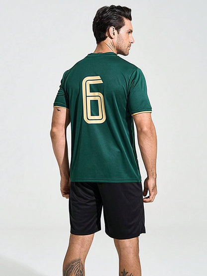 8348 1a-02-05  Camiseta De Fútbol Con Estampado Digital y Short Para Hombre