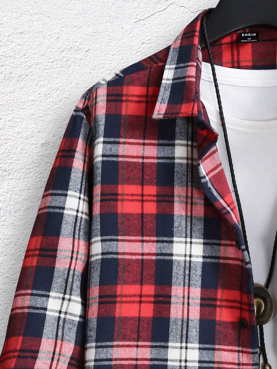 9003 1t-006 Camisa A Cuadros Para Hombres