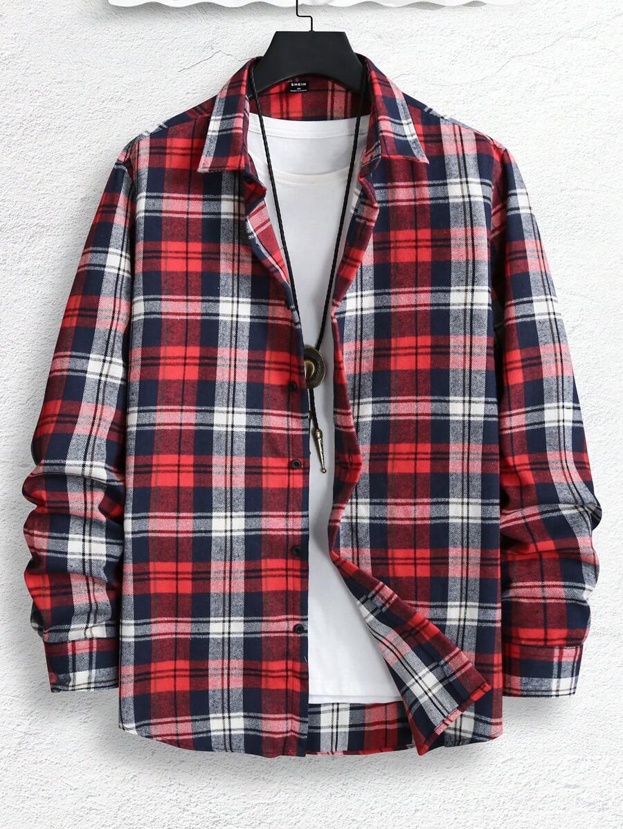 9003 1t-006 Camisa A Cuadros Para Hombres