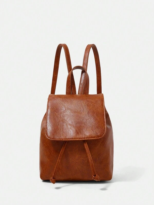 8119 1t-002 Mochila De Cuero Pu De Mujer De Moda De Color Sólido Con Asa Superior