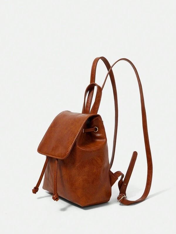 8119 1t-002 Mochila De Cuero Pu De Mujer De Moda De Color Sólido Con Asa Superior