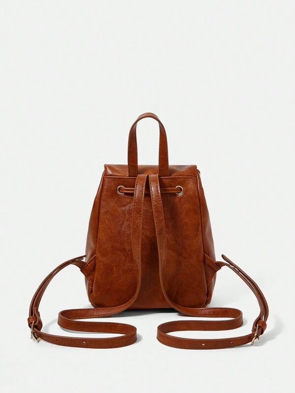 8119 1t-002 Mochila De Cuero Pu De Mujer De Moda De Color Sólido Con Asa Superior