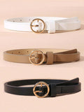 10207 1a-026 Una pieza Cinturón Delgado De Moda Para Mujer Con Hebilla Redonda