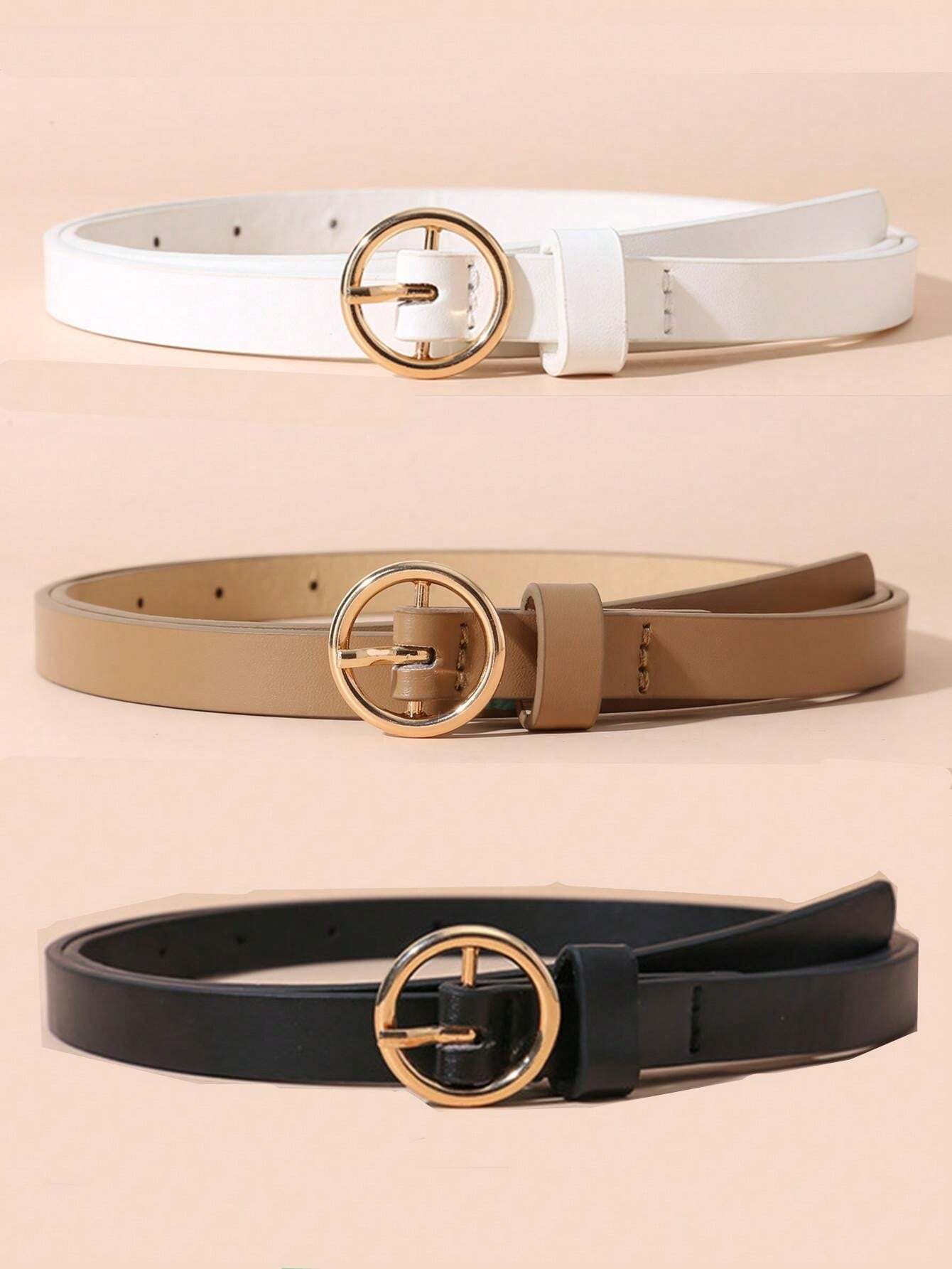 10207 1a-026 Una pieza Cinturón Delgado De Moda Para Mujer Con Hebilla Redonda