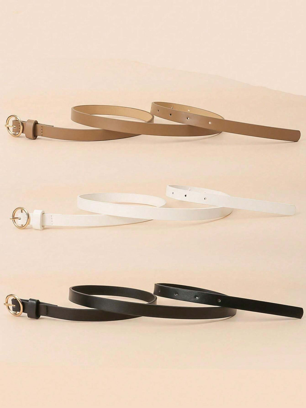 10207 1a-026 Una pieza Cinturón Delgado De Moda Para Mujer Con Hebilla Redonda