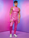 7217 1t-006 Manfinity Fever City Hombres de color metálico Top tank con pantalones & 1 pieza de manga Funda