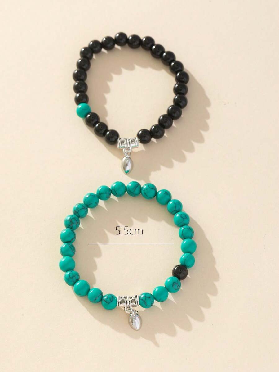 10919 01-b03-02 Dos Piezas/set Pulseras Piedra Volcánica