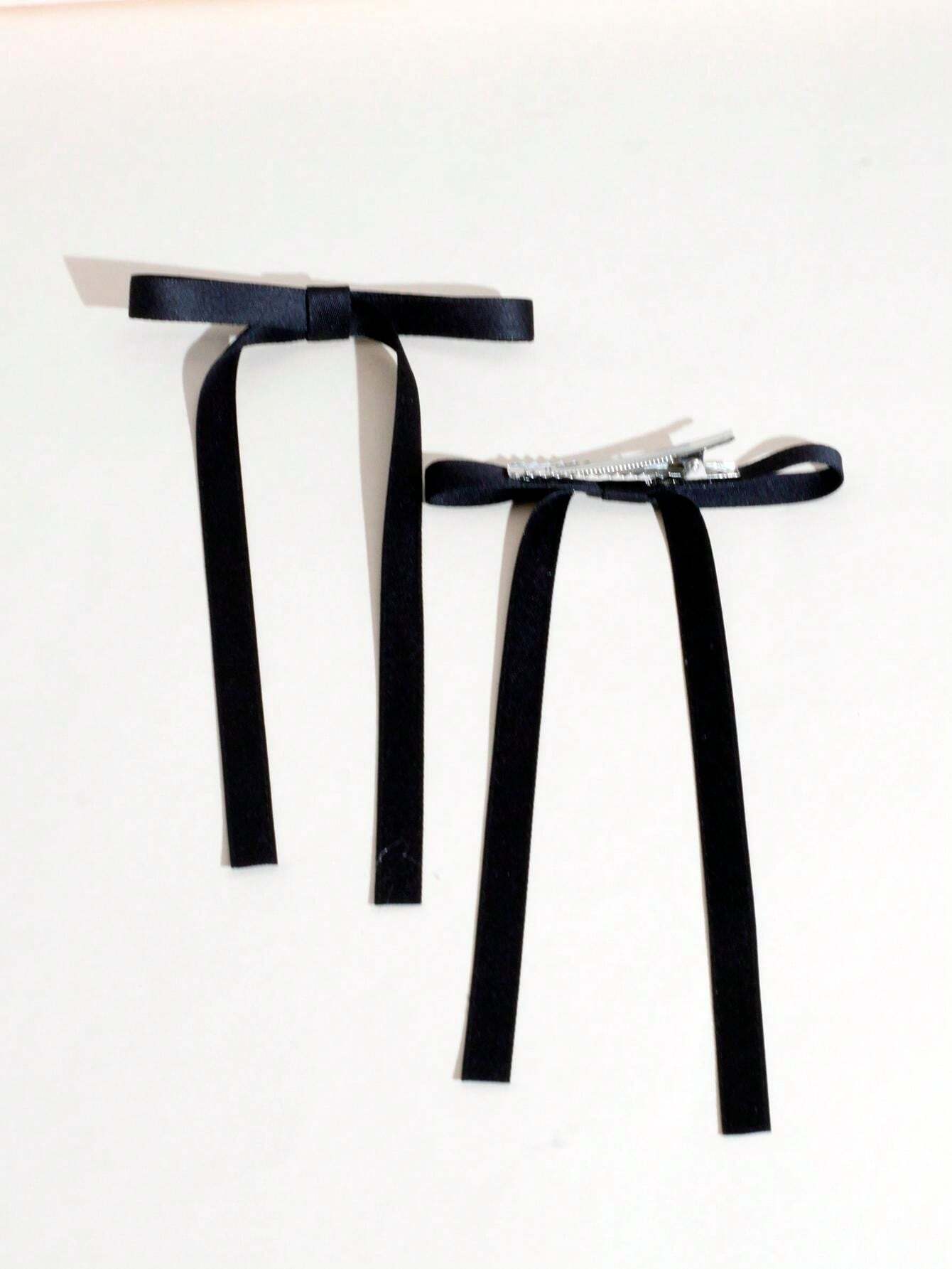 10077 1b-047  2 Piezas/paquete Horquillas De Cabello Estilo Ballet Con Cinta Larga Y Lazo