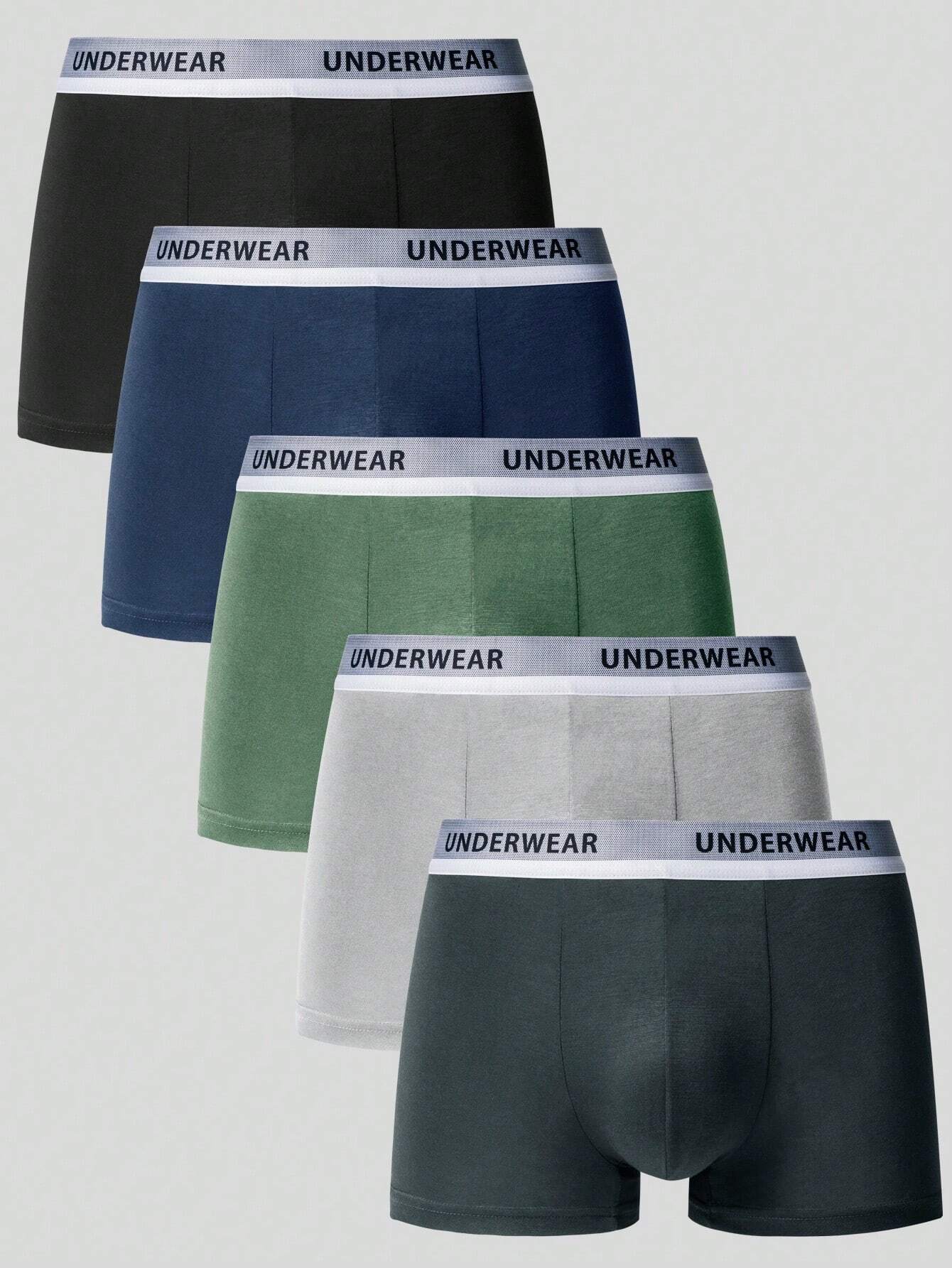 9272 a05-04 Cinco Piezas De Boxer Briefs Para Hombres Con Cinturilla Detallada De Letra