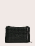 9690 1c-020 Bolso De Fiesta Con Cremallera De Plástico Con Diamantes De Imitación De Un Solo Color