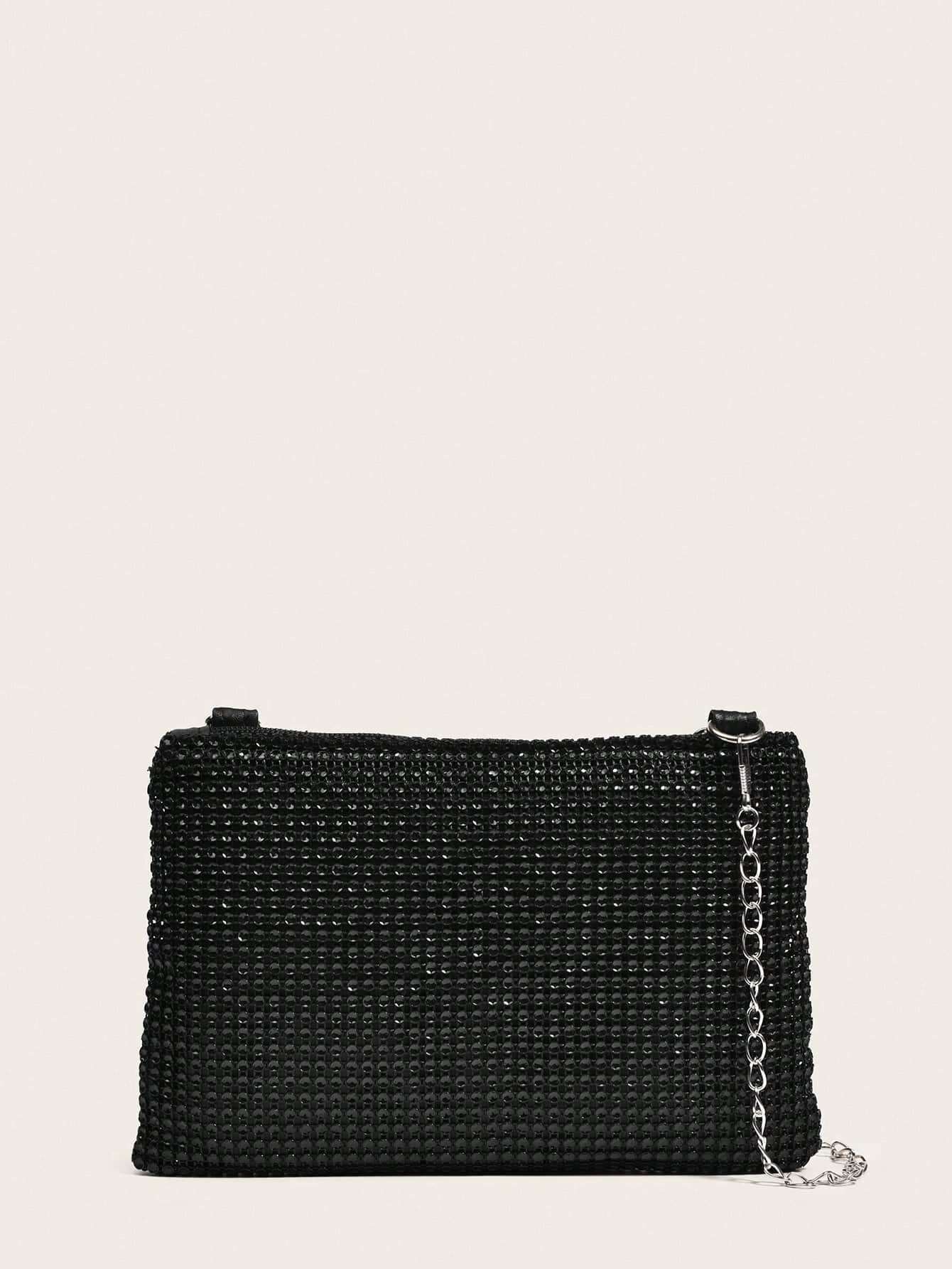 9690 1c-020 Bolso De Fiesta Con Cremallera De Plástico Con Diamantes De Imitación De Un Solo Color