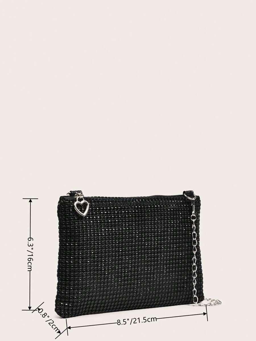 9690 1c-020 Bolso De Fiesta Con Cremallera De Plástico Con Diamantes De Imitación De Un Solo Color