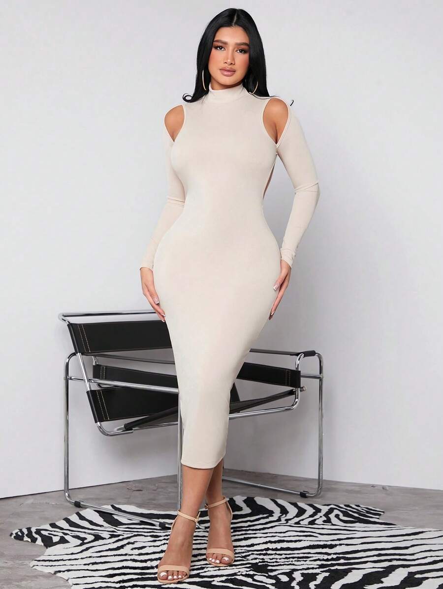 8271 1t-005 Vestido Con Diseño De Hombros Descubiertos Y Espalda Descubierta