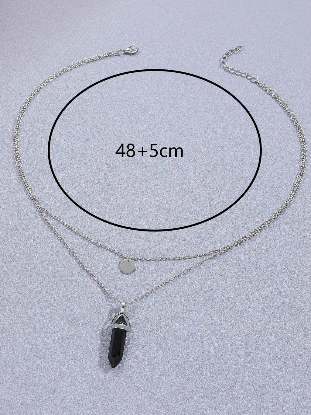 8204 1b-04-15 Collar Con Colgante De Prisma Hexagonal De Doble Capa Para Hombre