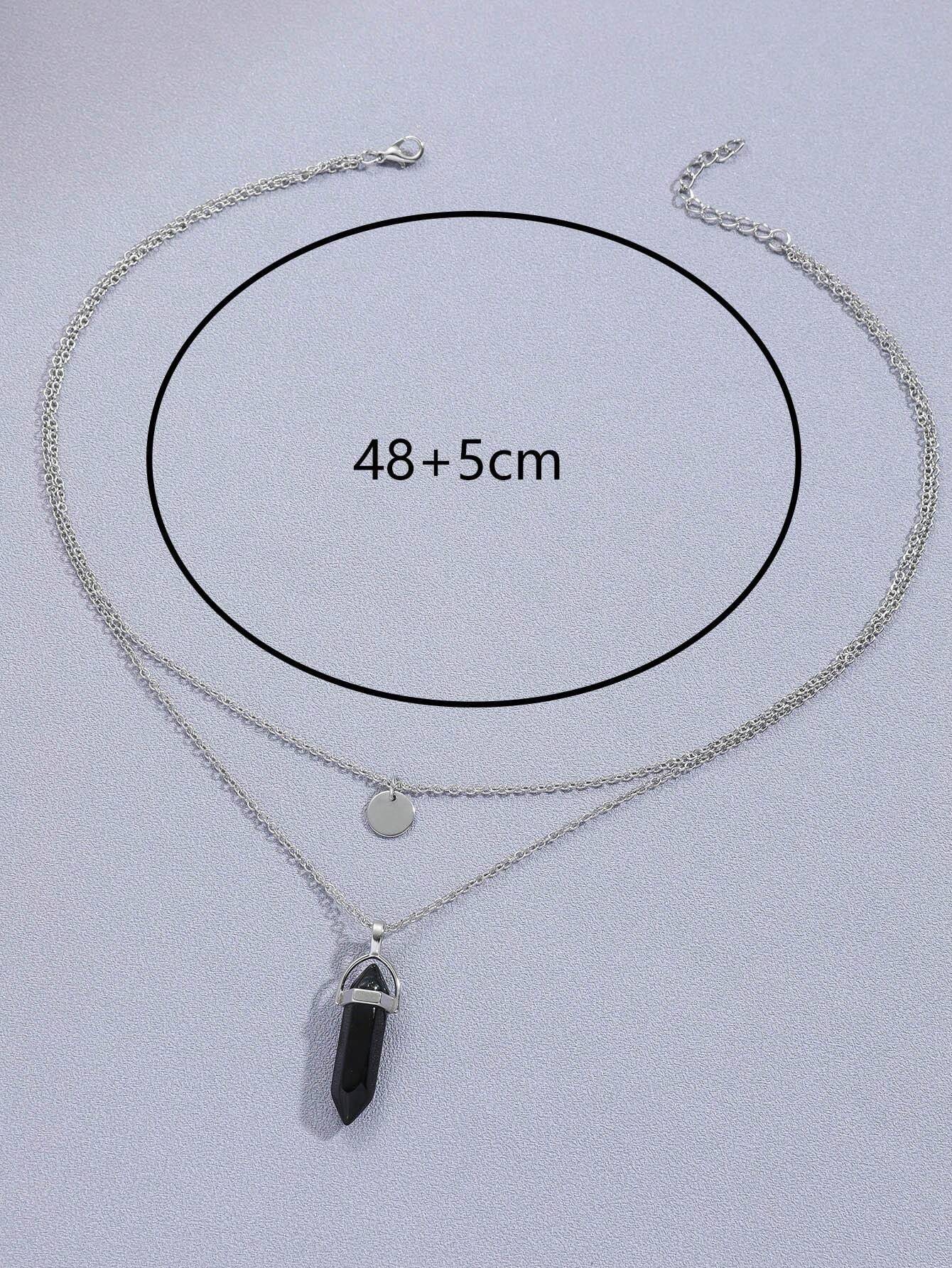 8204 1b-04-15 Collar Con Colgante De Prisma Hexagonal De Doble Capa Para Hombre