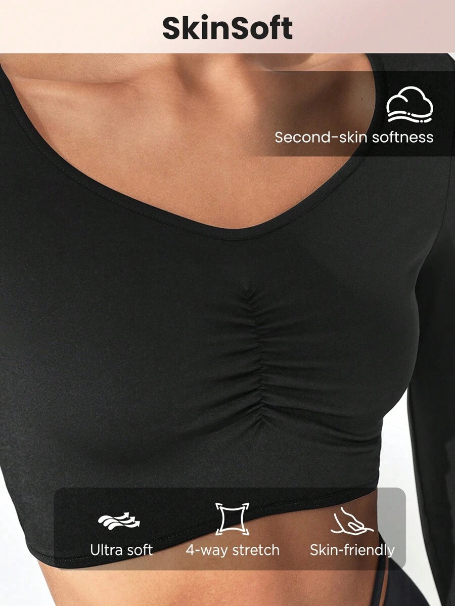 9214 1a-04-01 Camiseta Deportiva Corta De Mujer De Color Negro