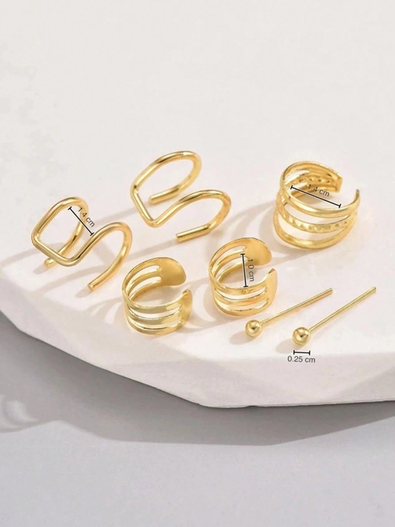 15374 1b-074 Pendientes Simples Con Clip 7 Pzas